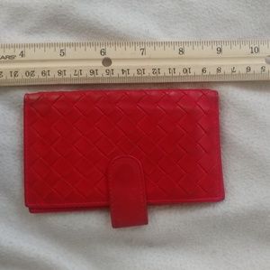 Bottega Veneta red card case holder rare leather